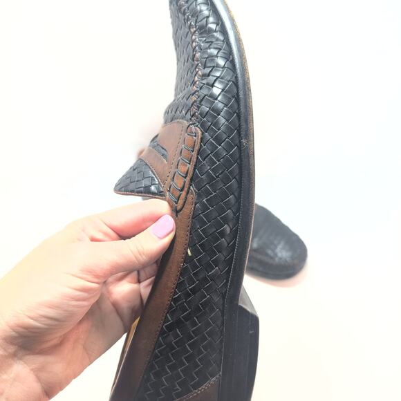 Johnston & Murphy Two Tone Woven Leather Slip On Dress Penny Loafers Men's 10 - Picture 2 of 10